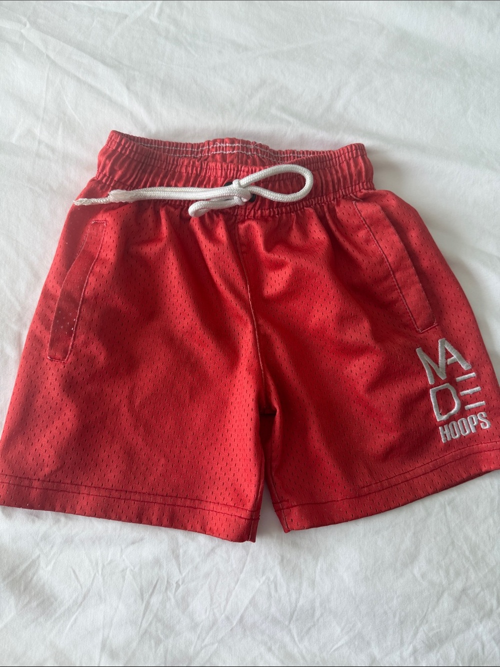 Red 'MADE Hoops' Kids Athletic Shorts